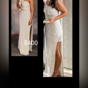 Ashley Lauren White Sequin Formal Dress